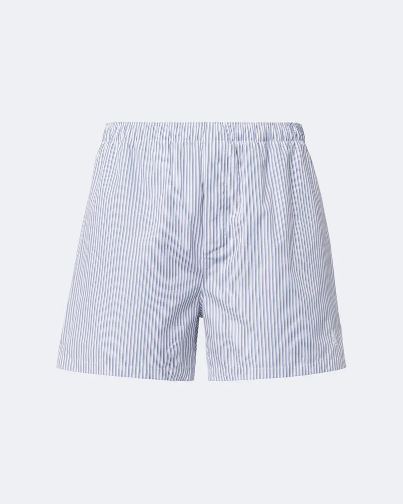 Saint Laurent Shorts Cassandre in cotone a righe Blu