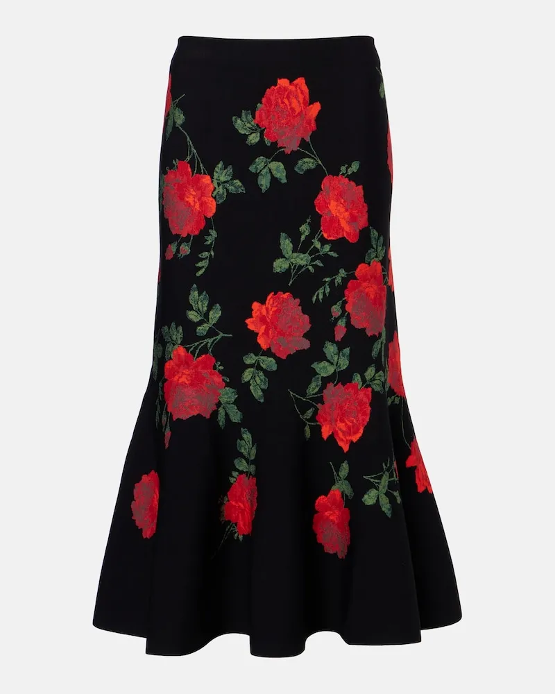 Carolina Herrera New York Gonna midi in jacquard Nero