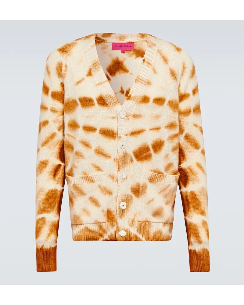 The Elder Statesman Cardigan in lino e cotone tie-dye Bianco