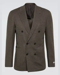 Canali Blazer in lana e cashmere pied-de-poule Beige