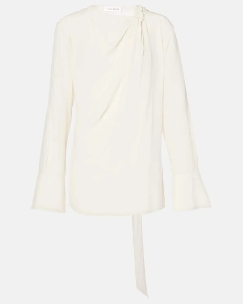 Victoria Beckham Blusa in seta con ruches Bianco