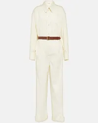 Saint Laurent Jumpsuit in raso di misto cotone Bianco