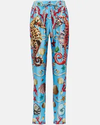 Dolce & Gabbana Pantaloni regular Capri in seta Multicolore