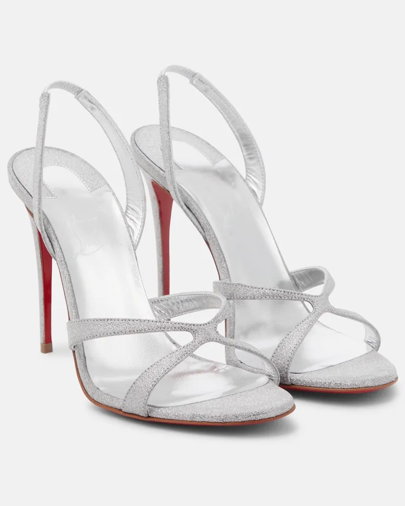 Christian Louboutin Sandali slingback Emilie in pelle Argento