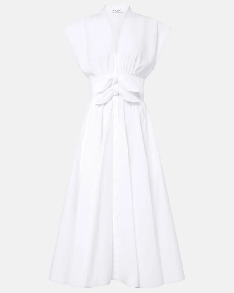 Alaïa Alaïa Abito midi in popeline di cotone Bianco