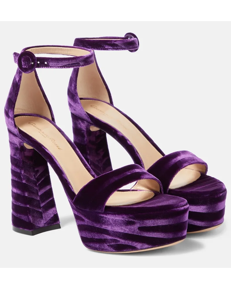Gianvito Rossi Sandali Holly in velluto con plateau Viola