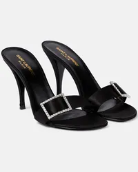 Saint Laurent Sandali Simone 90 in raso con cristalli Nero