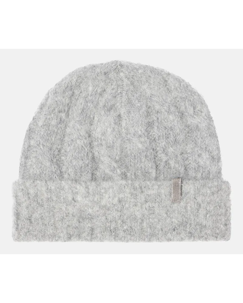 Brunello Cucinelli Berretto in mohair a trecce Grigio