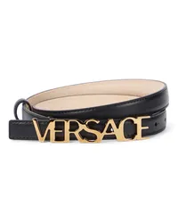 Versace Cintura in pelle con logo Nero