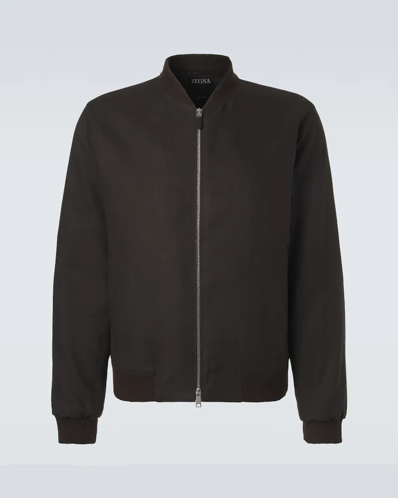 Ermenegildo Zegna Bomber in lino Marrone