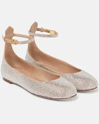 Valentino Garavani Ballerine Tan-Go in suede con cristalli Beige