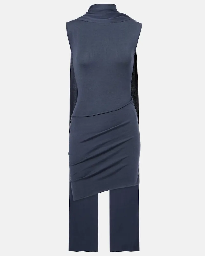 Aya Muse Miniabito Solar in misto seta Blu