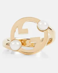 Gucci Anello Blondie Interlocking G con perle bijoux Oro