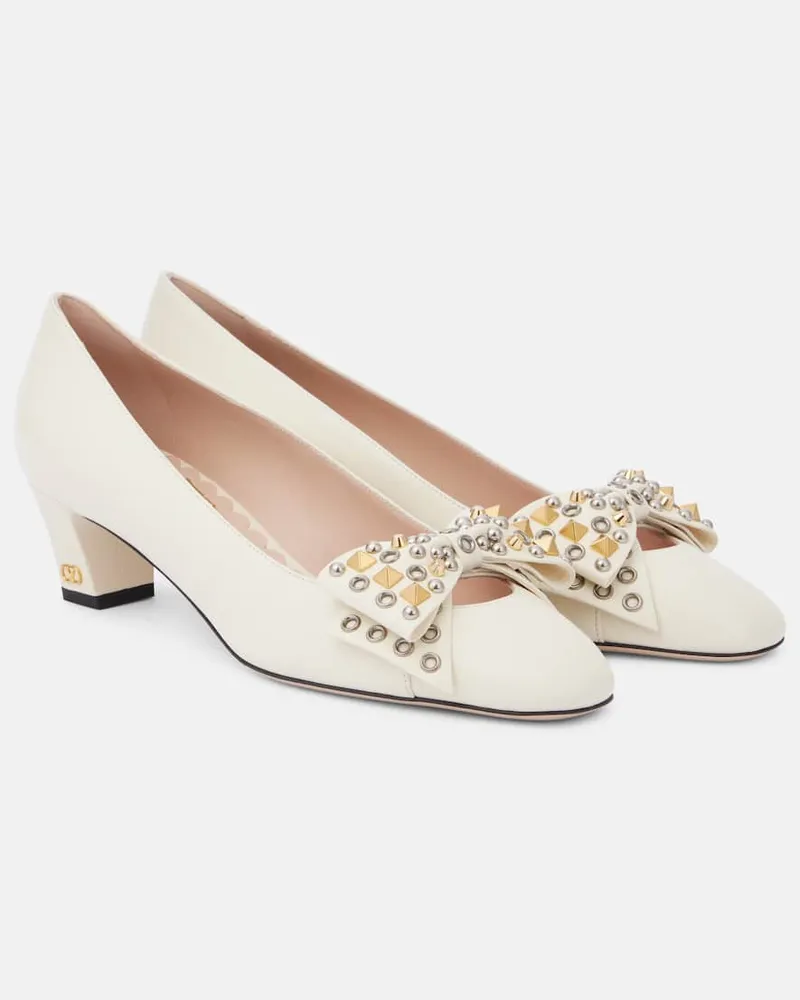 Valentino Garavani Pumps Bowow 45 in pelle con borchie Beige