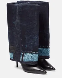 Jimmy Choo x Jean Paul Gaultier - Stivali in pelle e denim Blu