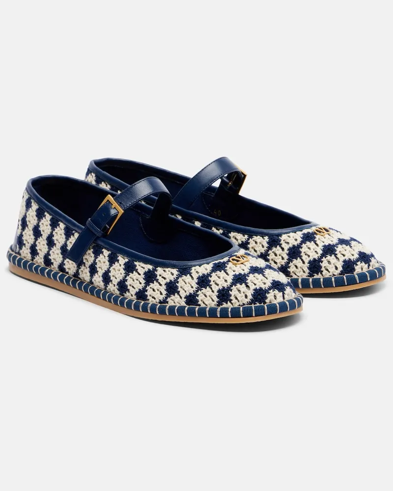 Valentino Garavani Ballerine La Cruisette in crochet Blu