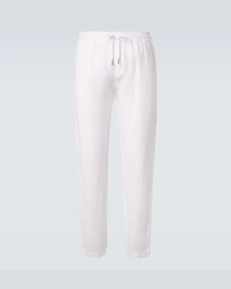 Thom Sweeney Pantaloni regular in lino Bianco