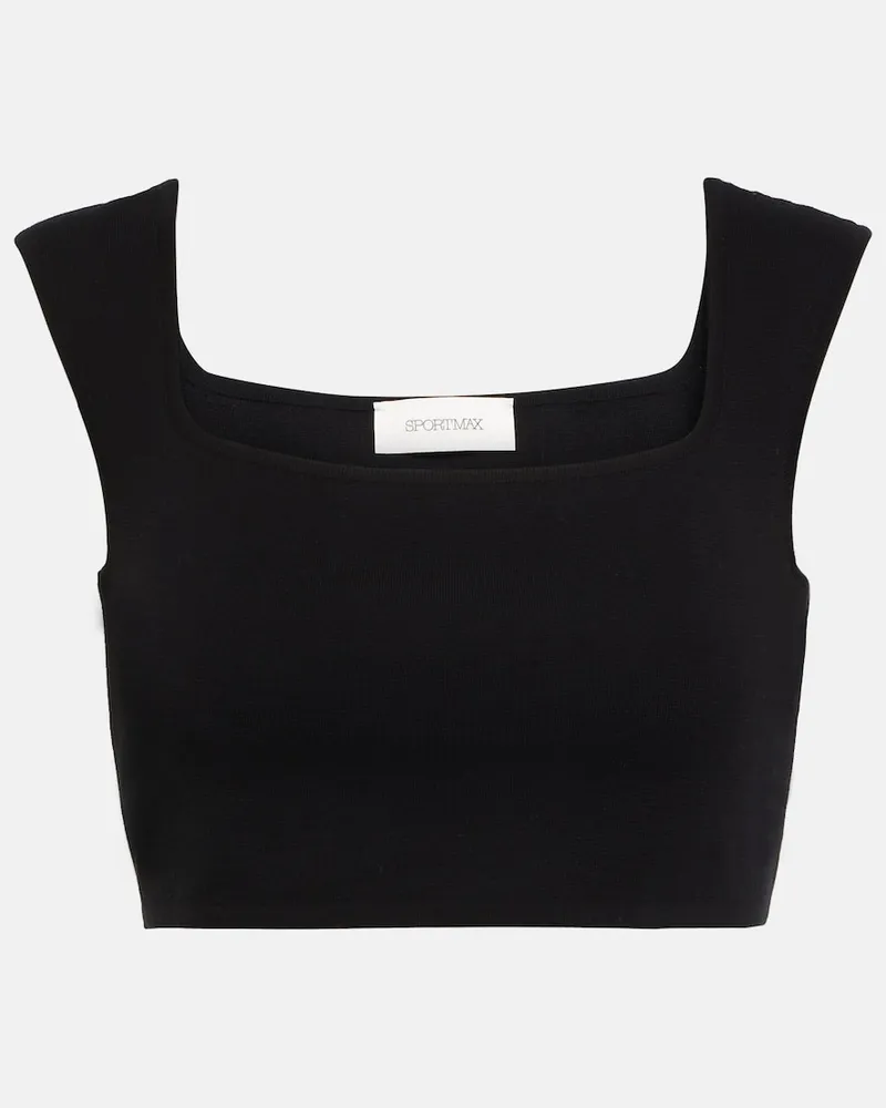 SPORTMAX Top cropped in cotone Nero