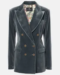 Etro Blazer doppiopetto in velluto di cotone Blu