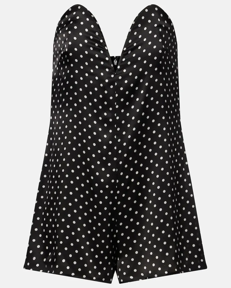 Jean Paul Gaultier Jumpsuit corta in seta a pois Nero