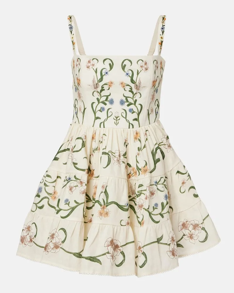 AGUA BENDITA Abito corto Lima Laguna in lino con stampa Multicolore