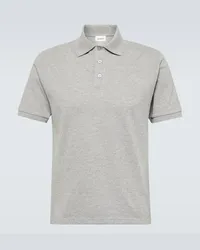 Saint Laurent T-shirt Cassandre in piqué di misto cotone Grigio