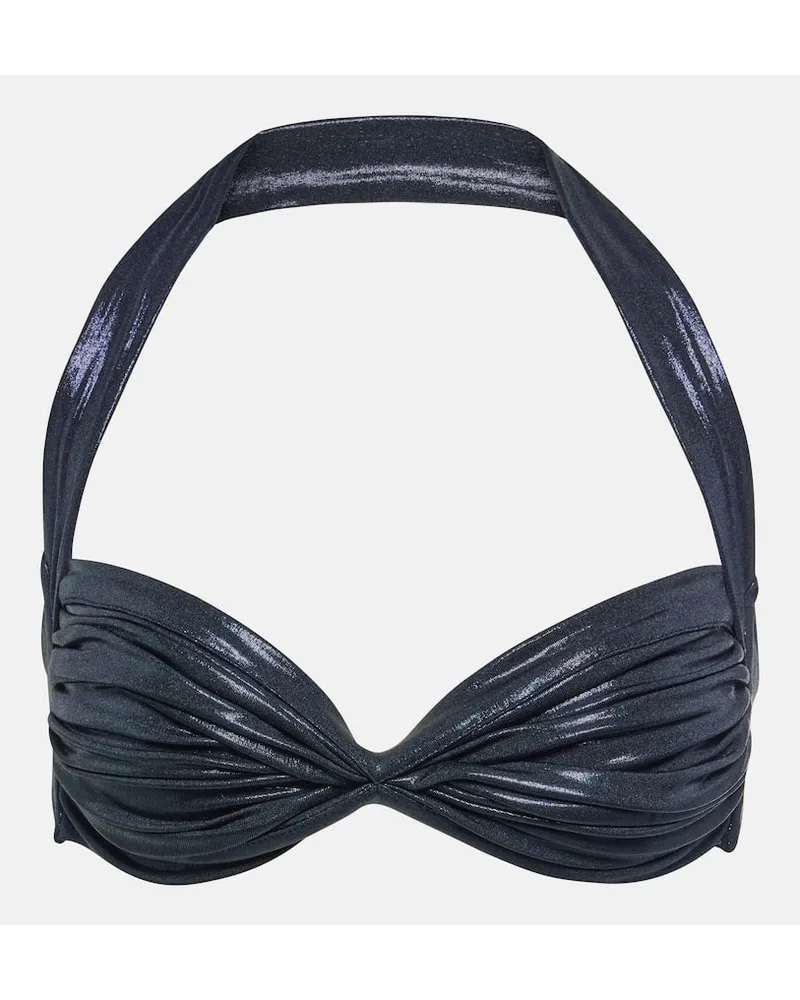 Norma Kamali Top bralette Bill in lamÃ Blu