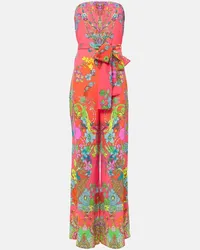 Camilla Jumpsuit Windmills and Windflowers in seta Rosso