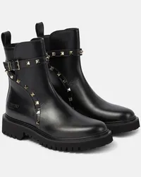 Valentino Garavani Anfibi Rockstud in pelle Nero