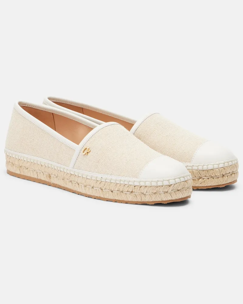 Gianvito Rossi Espadrillas in canvas con pelle Neutro