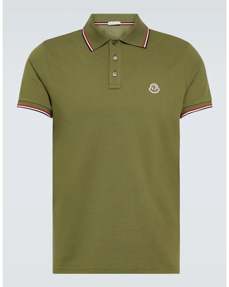 Moncler Polo in piqué di cotone Verde