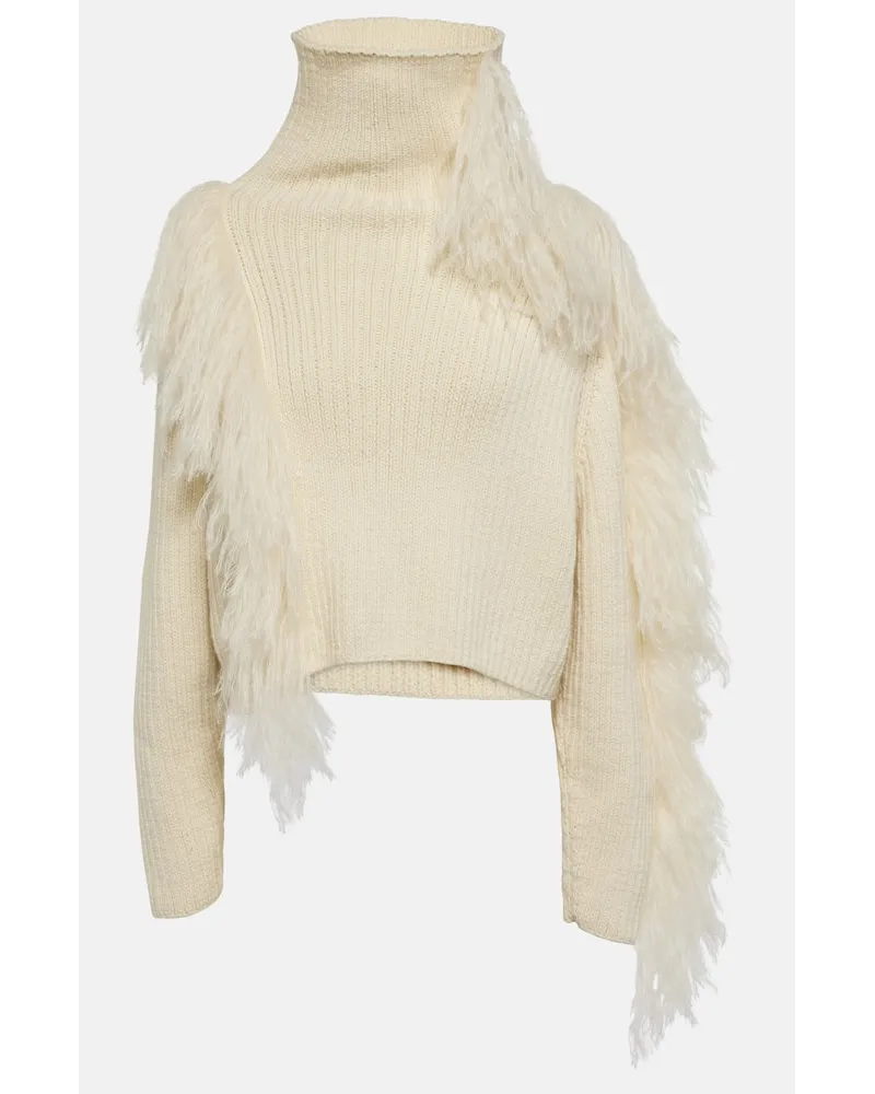 CORDOVA Pullover Ploma in lana con shearling Bianco