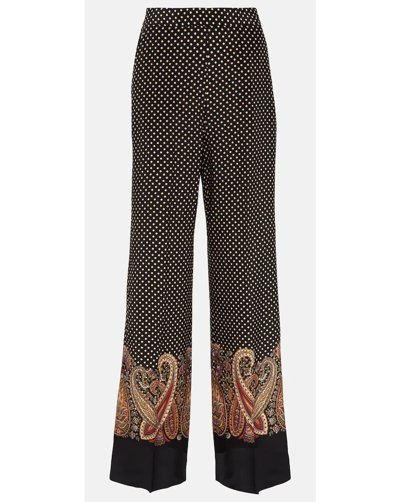 Etro Pantaloni a gamba larga in velluto Nero