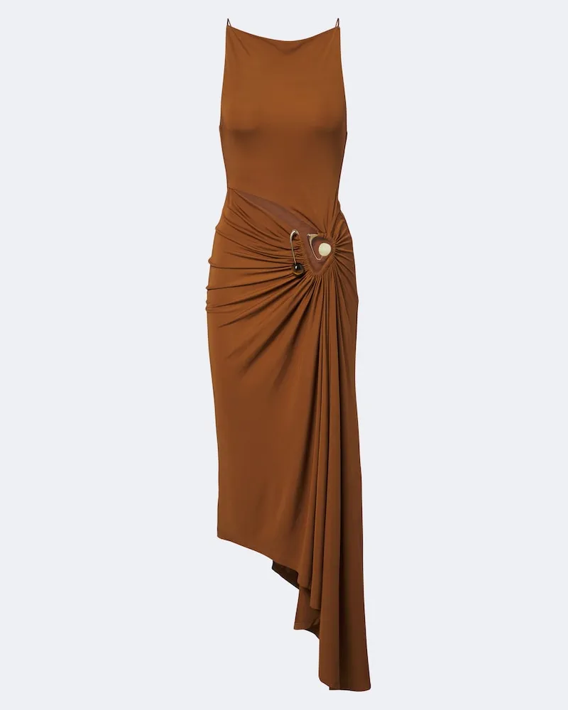Christopher Esber Abito midi Veer Spiral con cristalli Marrone