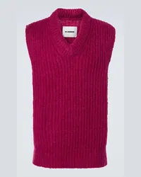 Jil Sander Gilet in mohair e lana Borgogna