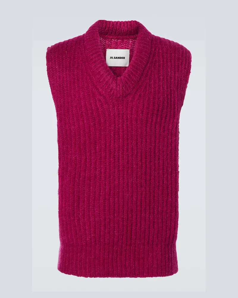 Jil Sander Gilet in mohair e lana Borgogna
