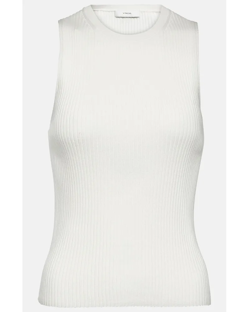 Vince Tank top in maglia a coste Bianco