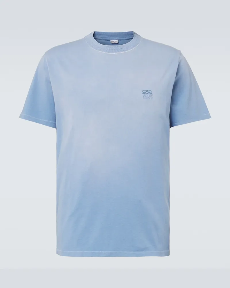 Loewe T-shirt Anagram in cotone con ricamo Blu