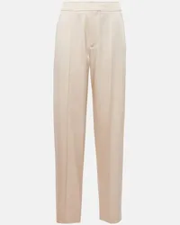 Brunello Cucinelli Pantaloni tapered a vita alta Neutro