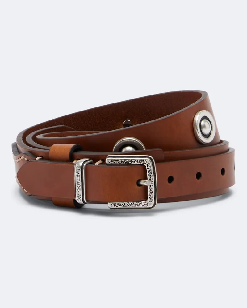 Etro Cintura in pelle con borchie Marrone