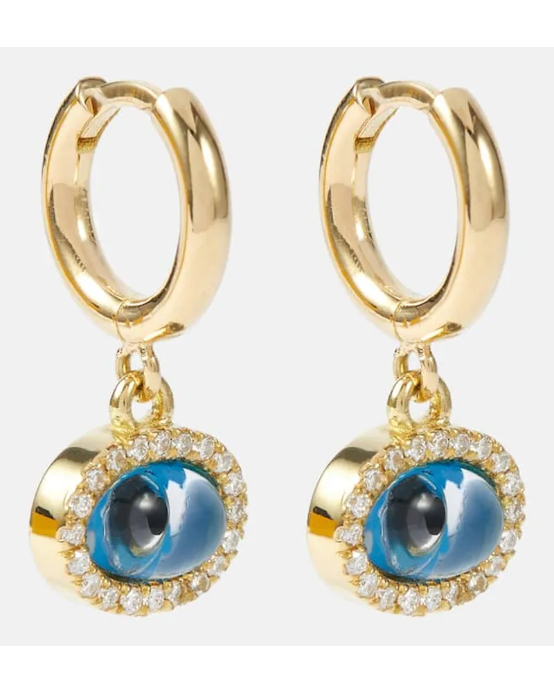 Ileana Makri Orecchini a cerchio Mini Oval Eye in oro 18kt con diamanti Multicolore