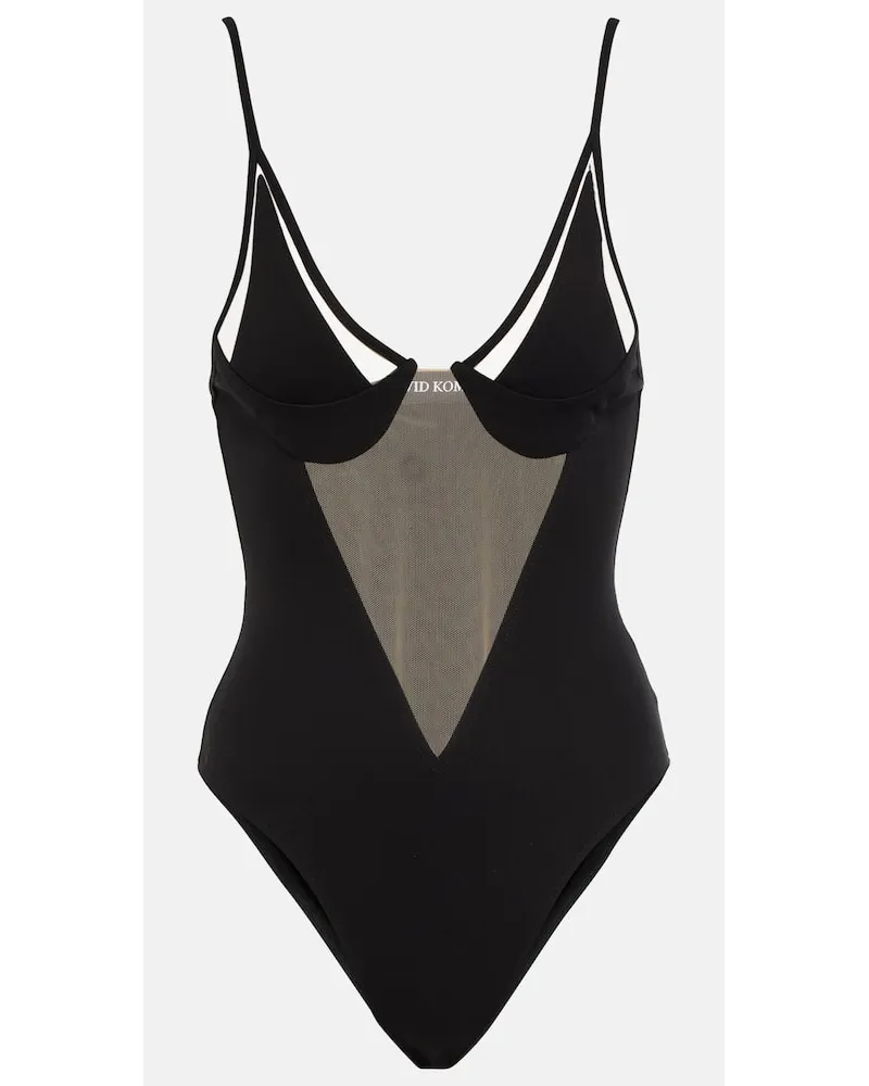 David Koma Body con pannelli in mesh Nero