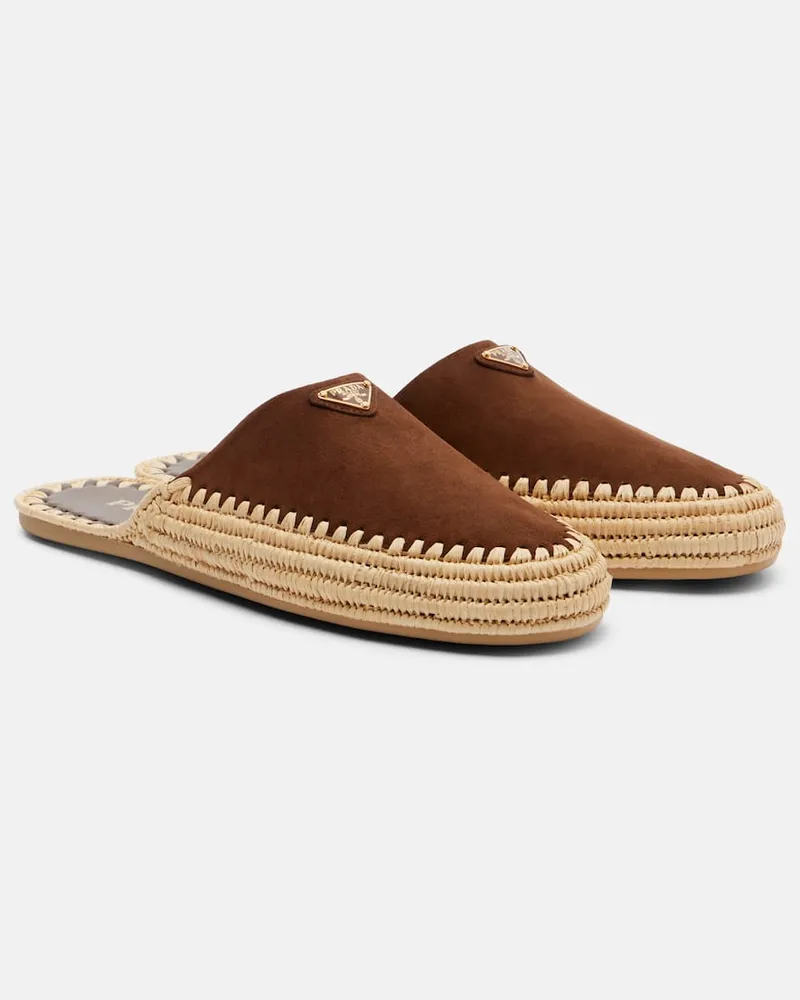 Prada Mules in suede Marrone