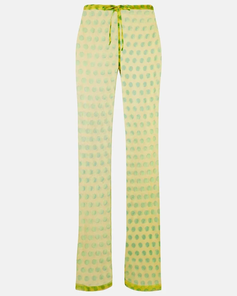 Dries van Noten Pantaloni regular in seta a pois Multicolore