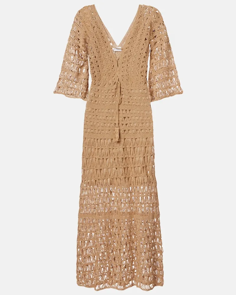 Anna Kosturova Abito lungo in crochet di cotone Beige