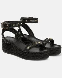 Valentino Garavani Espadrillas con zeppa Rockstud in pelle Nero