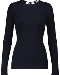 Victoria Beckham Pullover in maglia di lana a coste Blu