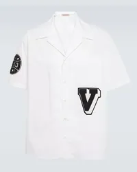 Valentino Garavani Camicia da bowling in cotone con ricamo Bianco