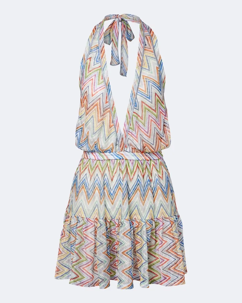 Missoni Abito corto zig zag con scollo all’americana Multicolore