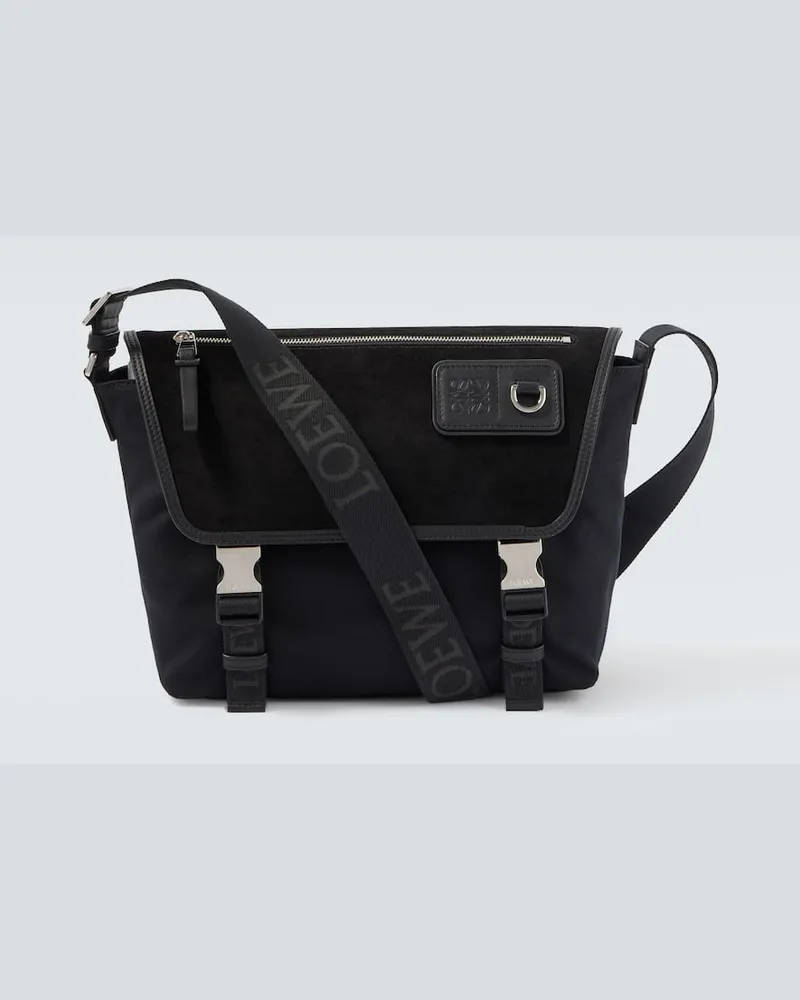 Loewe Borsa a tracolla Flex Medium in canvas e suede Nero